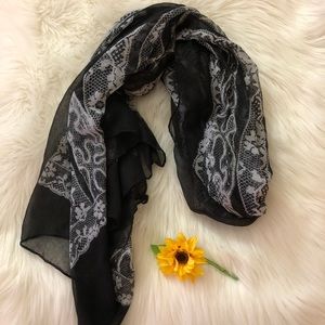 Lace floral printed scarf